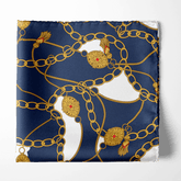 BLUE & GOLD CHAIN SILK POCKET SQUARE